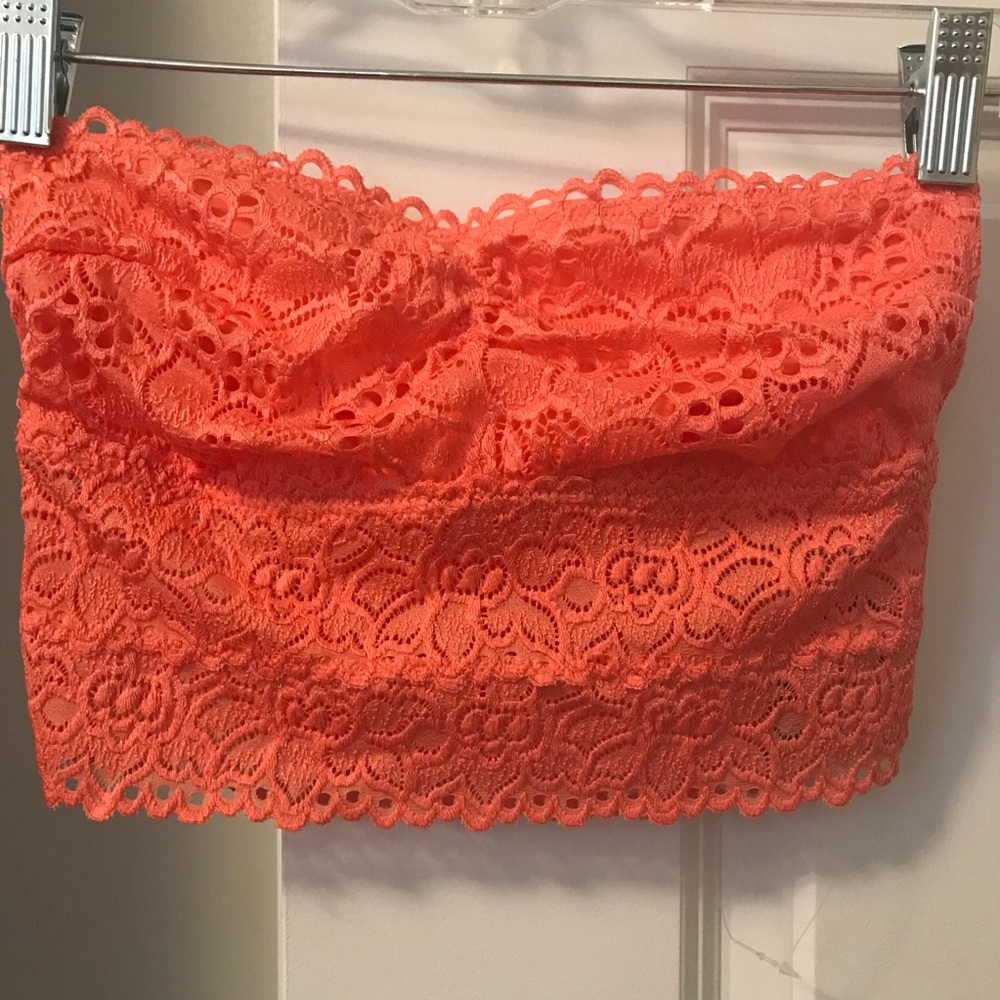 NEW Aerie Lace Longline Bandeau Orange Strapless